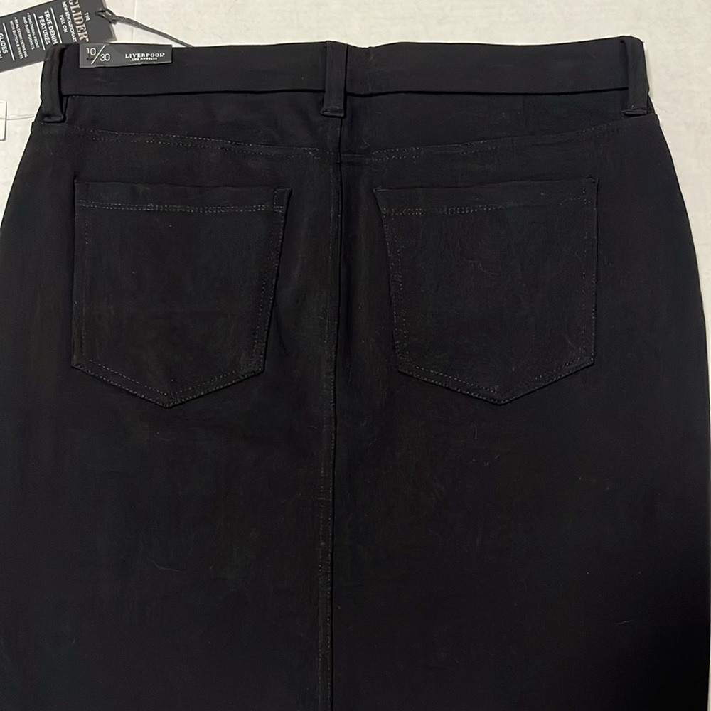 Liverpool Los Angeles Glider Pull-on Black Stretch Denim Skirt NWT - Picture 4 of 5
